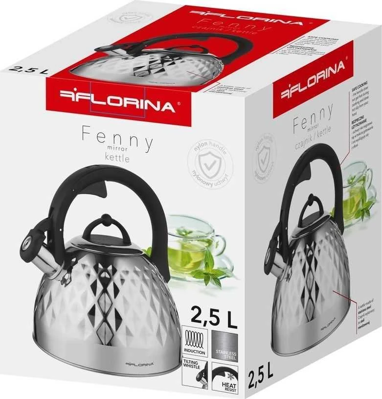 Florina Nerūdijančio plieno indukcinis ir dujinis virdulys Florina Fenny Mirror 2,5 l