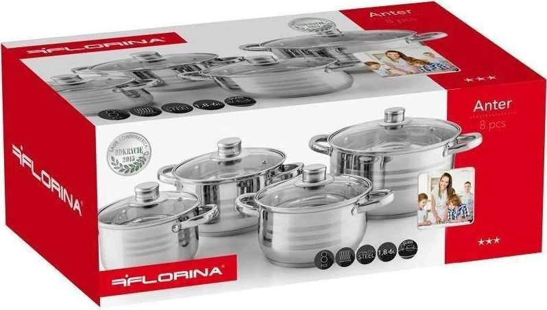 Florina Nerūdijančio plieno virtuvės reikmenų rinkinys Florina Anter 3 juostelės, 8 dalys