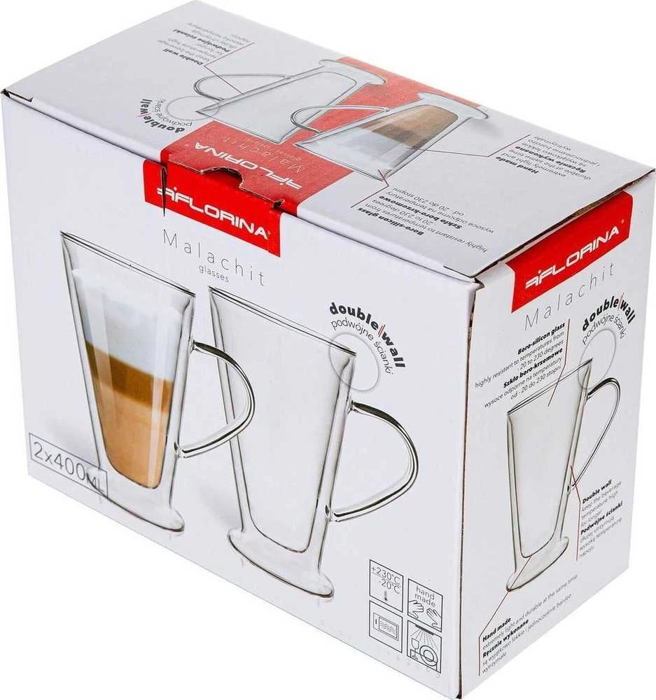 Florina Thermo akiniai su rankena, dvigubas kūgis Florina Malachit 2 vnt, 400 ml
