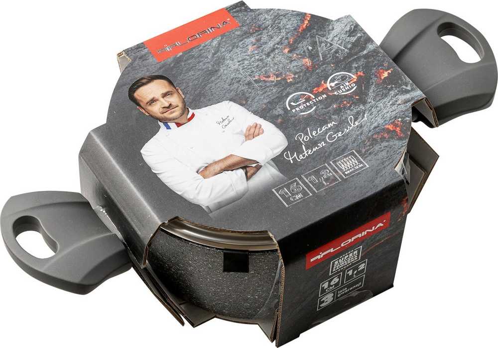 Florina Puodas kamienny su dangteliu na indukcję i gaz Lava Stone 16 cm 1,2 l