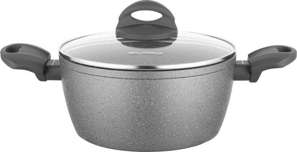 Florina Puodas kamienny su dangteliu na indukcję i gaz Lava Stone 16 cm 1,2 l