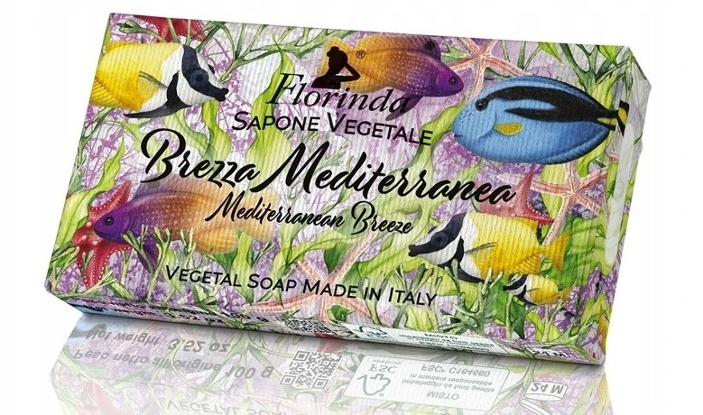 Florinda Mediterranean Breeze veganiškas drėkinamasis kvapusis tualetinis muilas kūnui, 100 g
