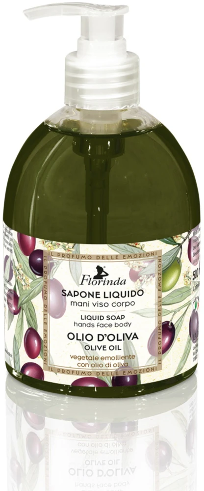 Florinda Olia D'Oliva skystas muilas rankoms, veidui ir kūnui, valantis ir minkštinantis, 500 ml