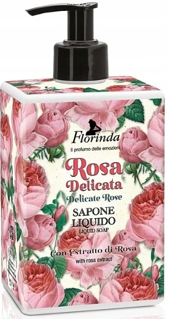 Florinda Rosa Delicata valomasis ir minkštinantis skystas muilas rankoms, veidui ir kūnui, 500 ml