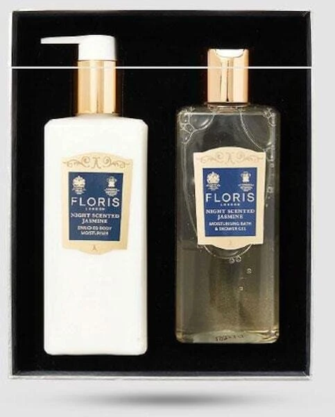 Set Floris Of London: Night Scented Jasmine maitininantis Losjonas kūnui, 250 ml + Night Scented Jasmine Cleansing Dušo želė All Skin Types, 250 ml