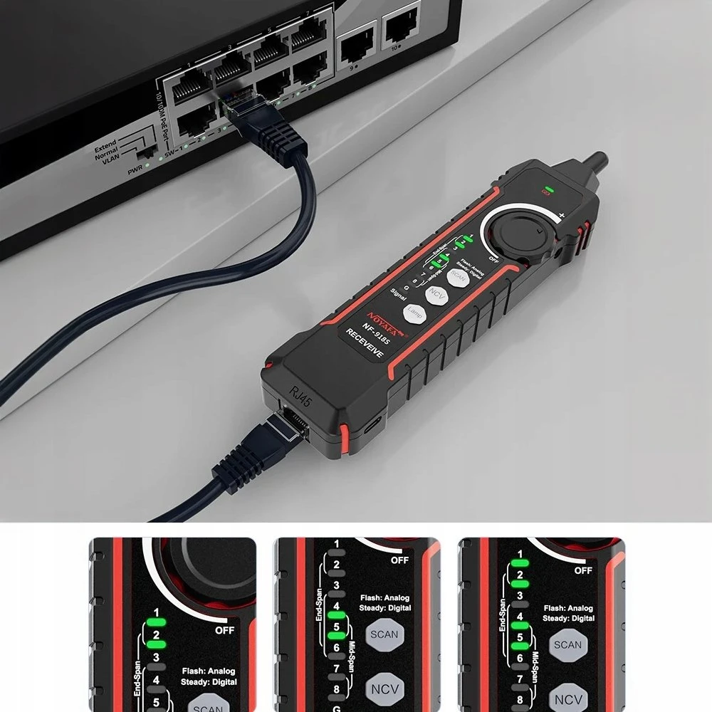 Fluke Networks Profesionalus LAN testeris. Noyafa NF-918S