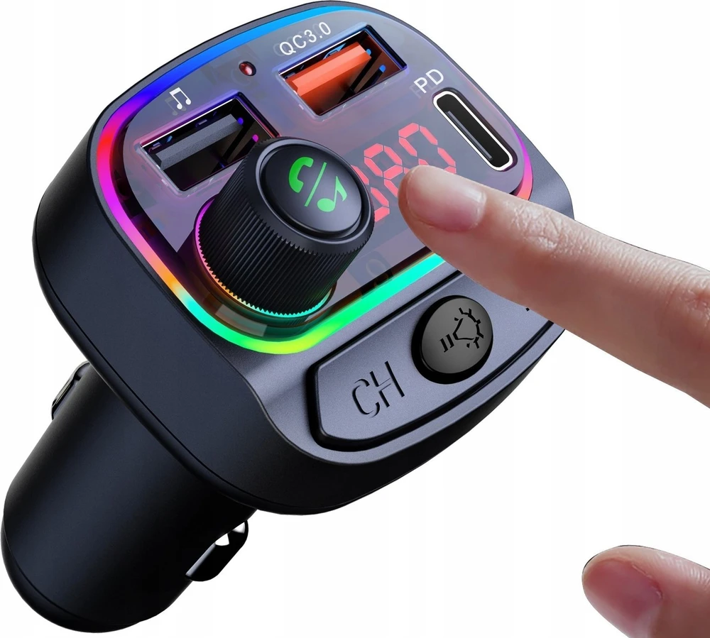 FM siųstuvas Bounn automobilinis įkroviklis QC3.0+PD18W C14