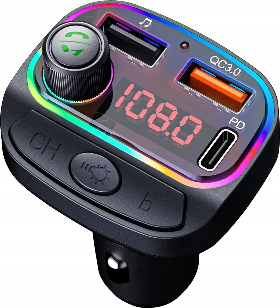 FM siųstuvas Bounn automobilinis įkroviklis QC3.0+PD18W C14