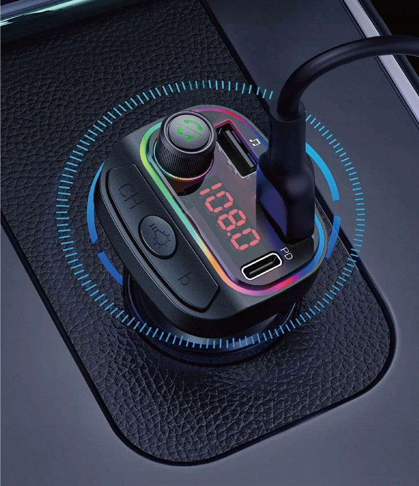 FM siųstuvas Bounn automobilinis įkroviklis QC3.0+PD18W C14