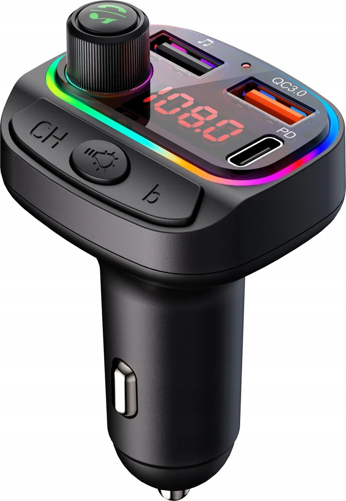 FM siųstuvas Bounn automobilinis įkroviklis QC3.0+PD18W C14