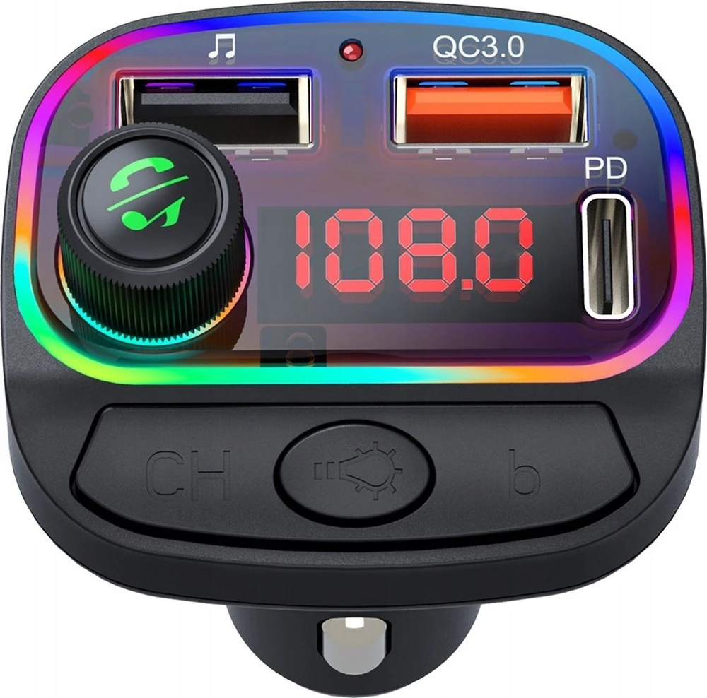 FM siųstuvas Bounn automobilinis įkroviklis QC3.0+PD18W C14