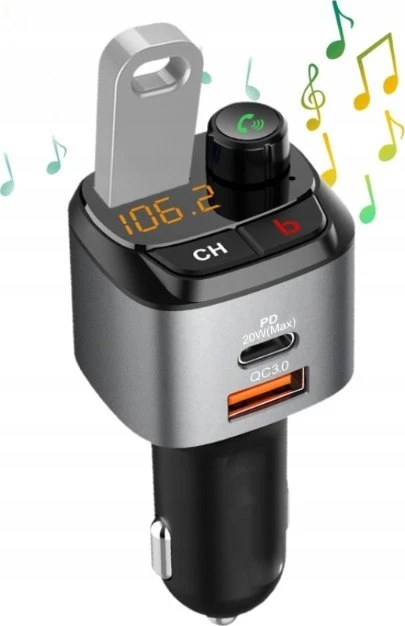 FM siųstuvas Bounn FM siųstuvo automobilinis įkroviklis QC3.0+PD20W