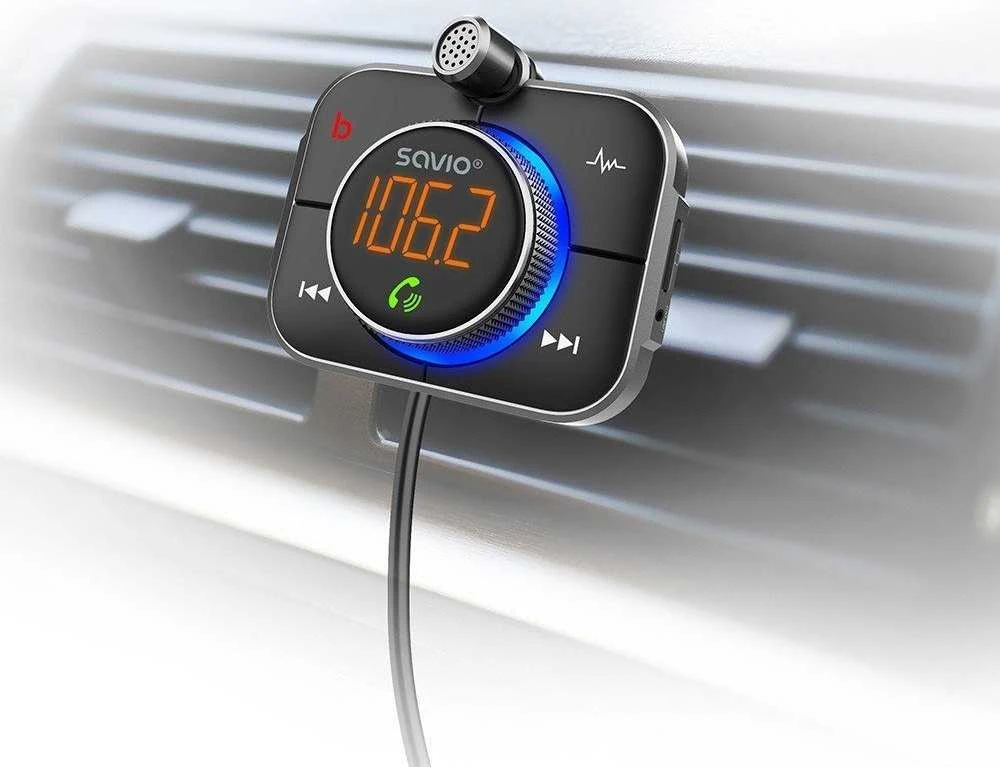 Belaidis Garso Siųstuvas - Savio TR-14 FM Bluetooth 5.0 USB PD 3.0 QuickCharge Juodas
