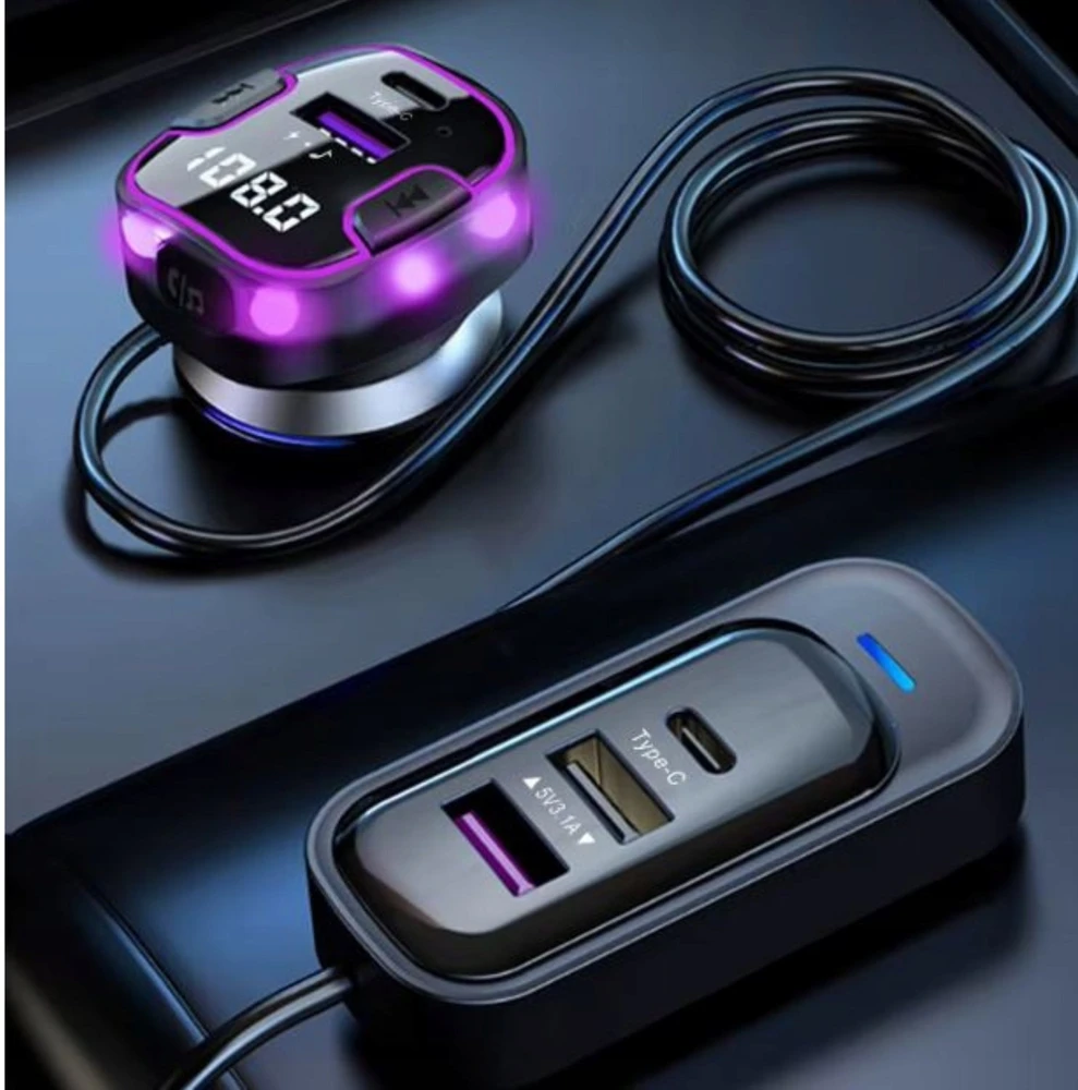 FM siųstuvas Somostel Somostel siųstuvas 3x USB / 2x Typ-C 3.1A QC PD juodas SMS-A110 (35538)