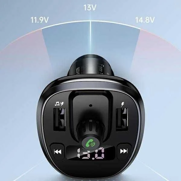 USAMS laisvų rankų įranga C21 su FM siųstuvu, Bluetooth 5.0, MP3, 2xUSB 3.4A juodos spalvos CC115GC