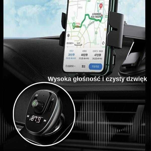 USAMS laisvų rankų įranga C21 su FM siųstuvu, Bluetooth 5.0, MP3, 2xUSB 3.4A juodos spalvos CC115GC
