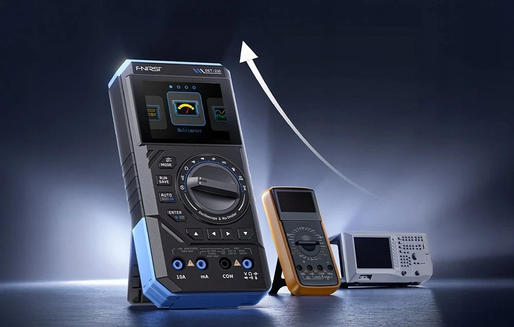 SigGen 3-in-1 FNIRSI DST-210 delninis skaitmeninis multimetras su osciloskopu