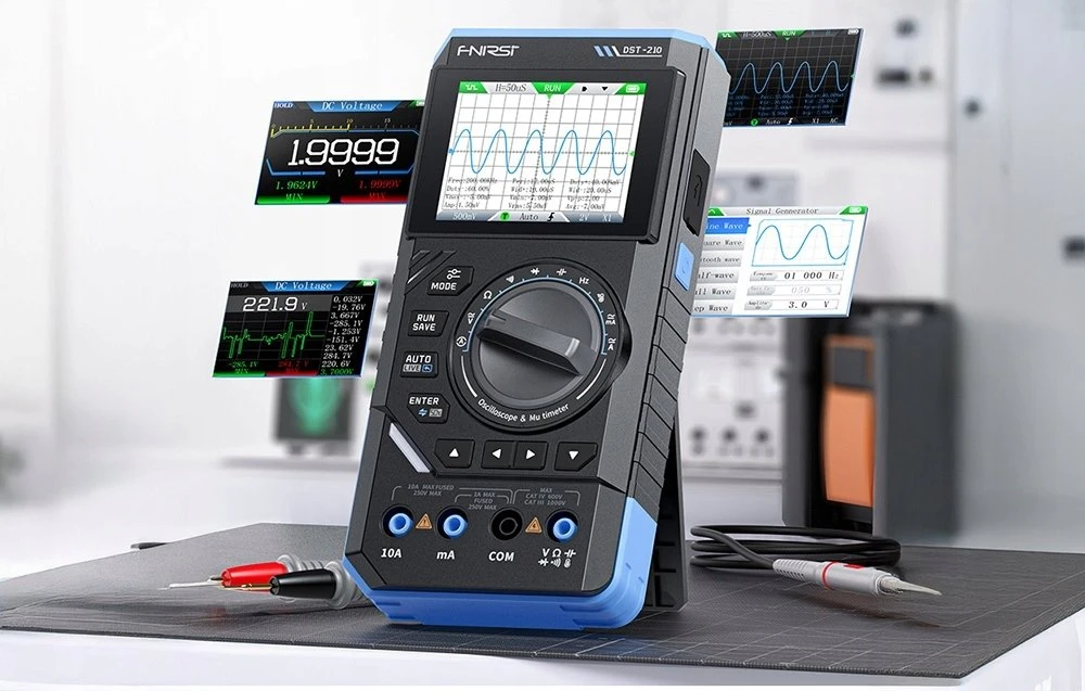 SigGen 3-in-1 FNIRSI DST-210 delninis skaitmeninis multimetras su osciloskopu