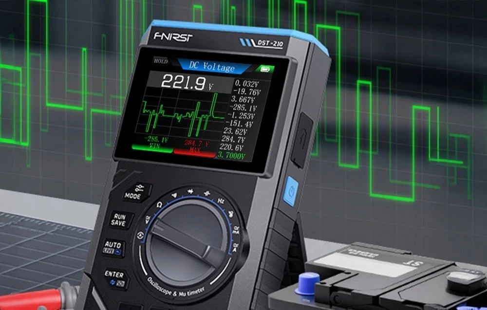 SigGen 3-in-1 FNIRSI DST-210 delninis skaitmeninis multimetras su osciloskopu