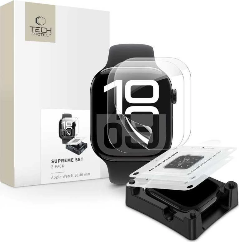 Hidrogelinė plėvelė Apple Watch 10 (46mm) Tech-Protect Supreme Set 2 vnt. Clear