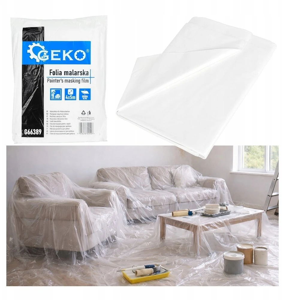 Dažymo plėvelė Geko Dažymo plėvelė 4x5m /stora-ultra (10)