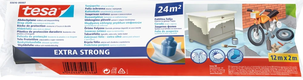 Folia malarska Tesa Plandeka Drop Cloth Extra Strong 12mx2m transparent (55616-00007-01)