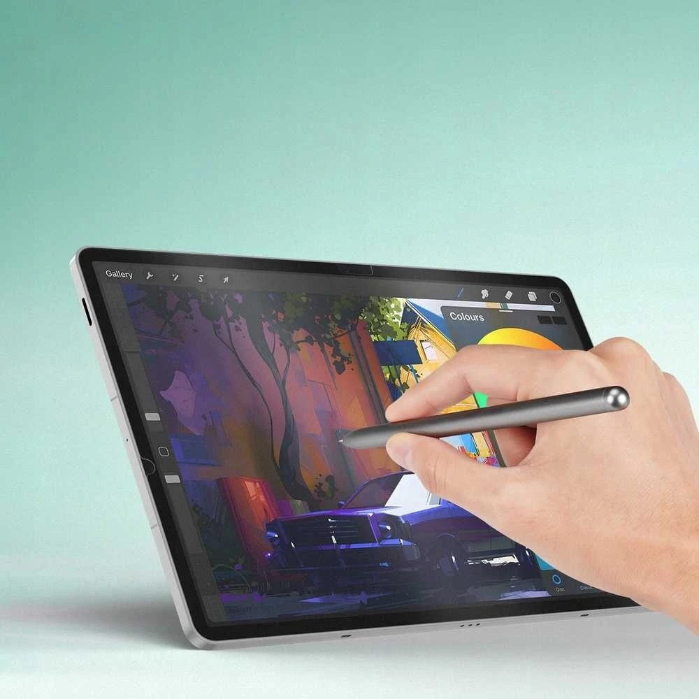„Dux Ducis Naad“ popierinis matinis ekrano apsauginis sluoksnis, skirtas „Samsung Galaxy Tab S10 FE Plus“ su juodu rėmeliu.