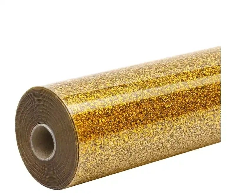 HTVRONT Glitter Heat Transfer Film, 30.5 cm x 90 cm (auksinis)