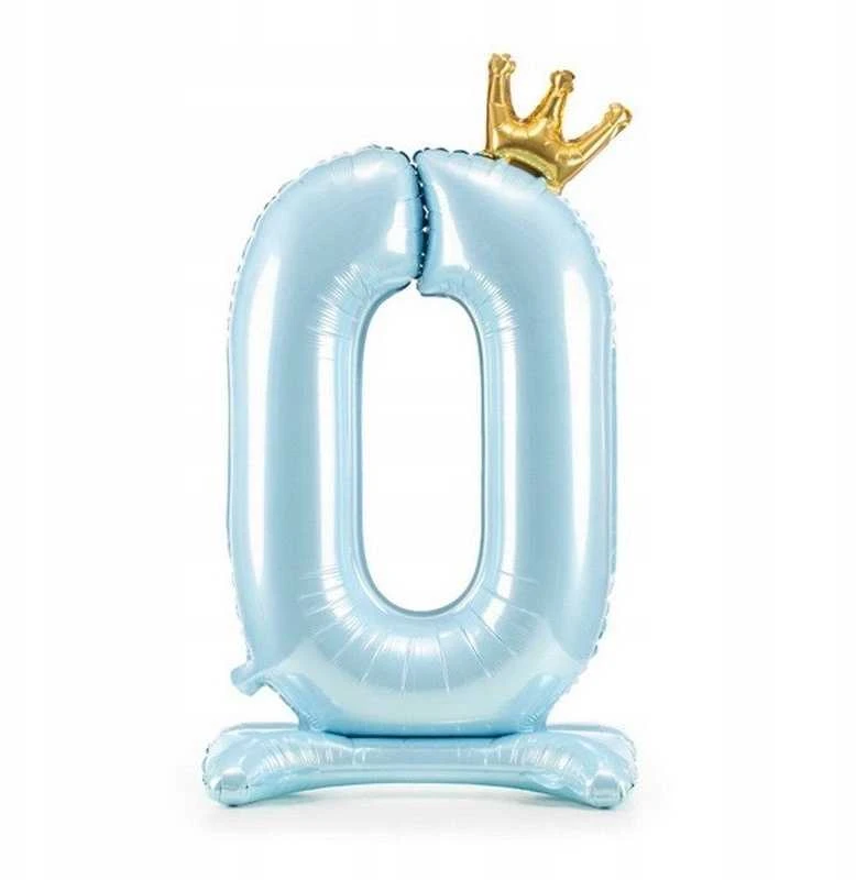 PartyDeco Folinis pastatomas balionas skaičius "0" melsvas 84cm