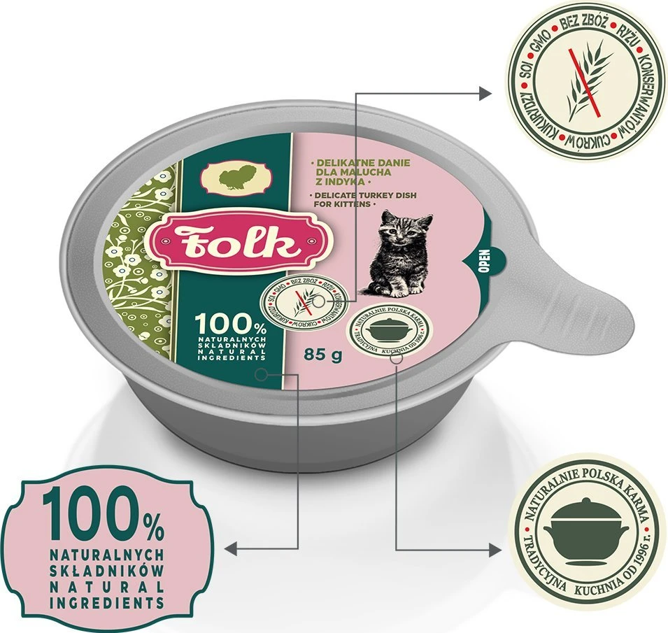 FOLK Kitten Delicate kalakutiena dish – šlapias kačių maistas – 85g
