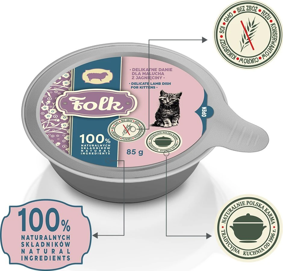 FOLK Kitten Delicate ėriena dish – šlapias kačių maistas – 85g