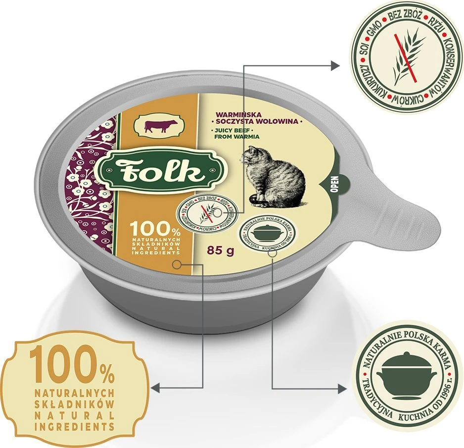 FOLK Juicy jautiena from Warmia – šlapias kačių maistas – 85g