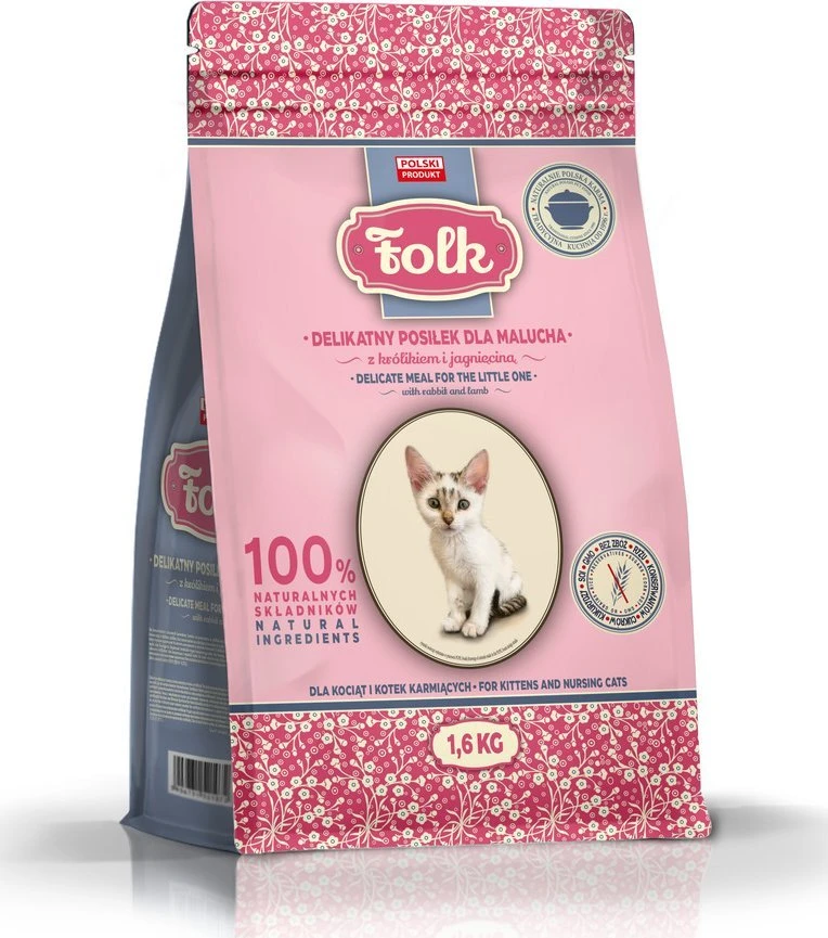 Maisto produktai - FOLK Gentle Meal for Kittens (Folk, triušiena & ėriena, 1.6kg)