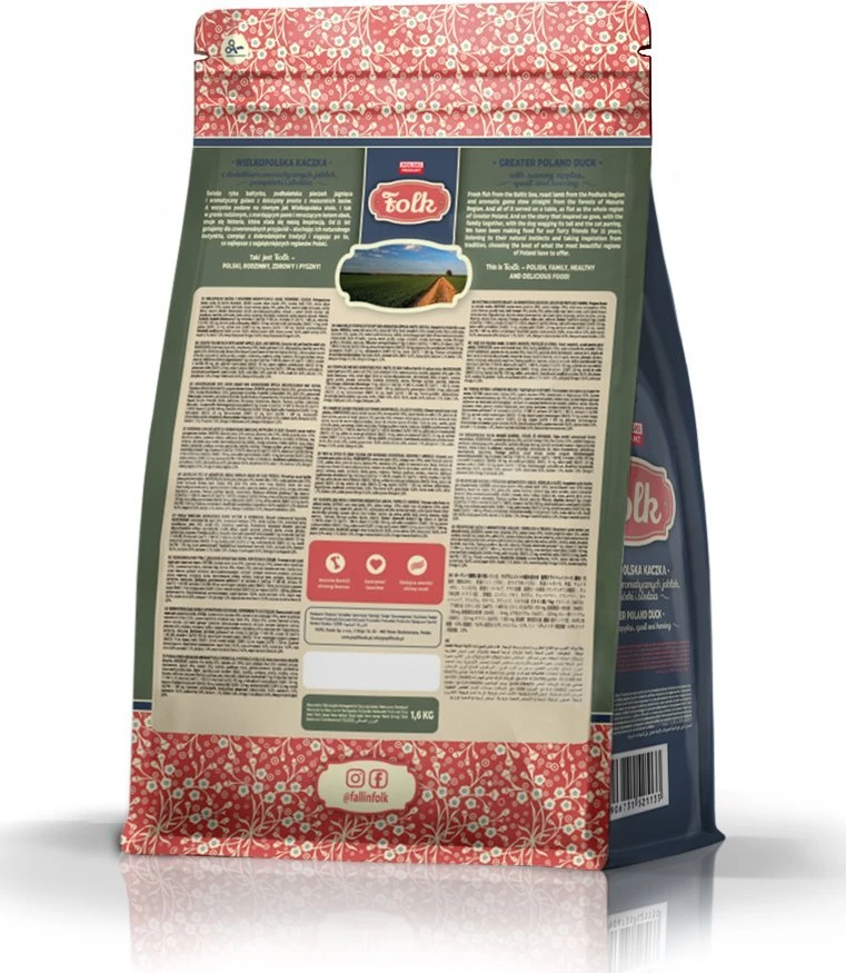 FOLK Greater Poland duck with apples, quail and herring – sausas kačių maistas – 1,6kg