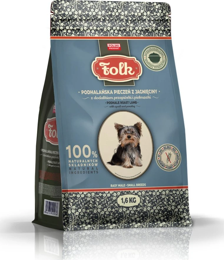FOLK Small breeds Podhale-style ėriena roast with quail and parsley – sausas Maistas šunims – 1,6kg