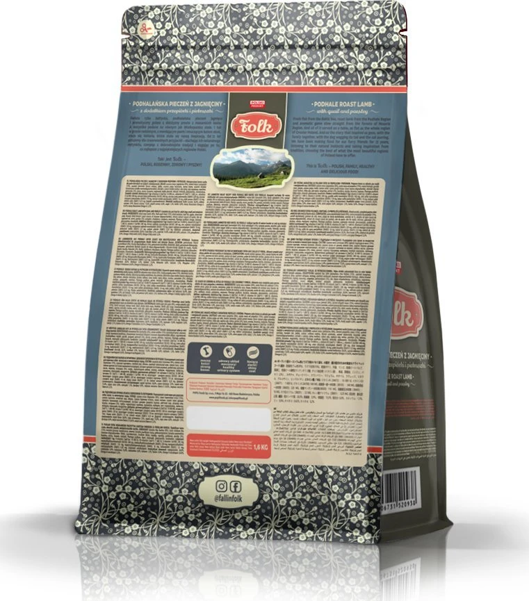 FOLK Small breeds Podhale-style ėriena roast with quail and parsley – sausas Maistas šunims – 1,6kg