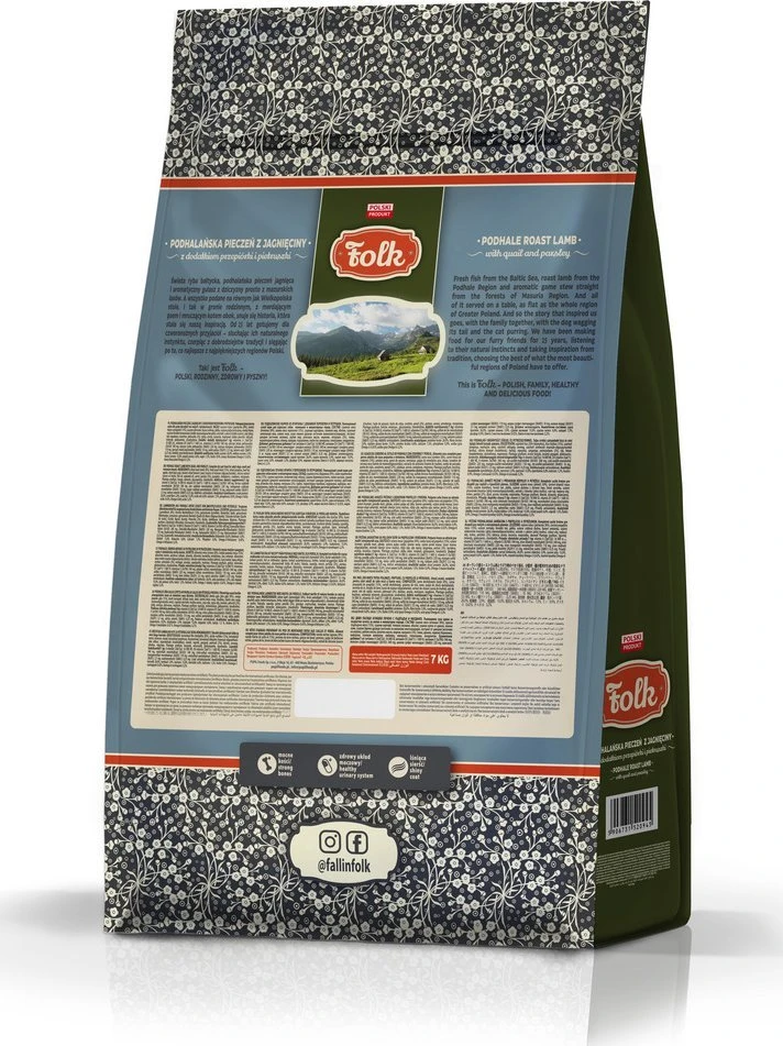FOLK Small breeds Podhale-style ėriena roast with quail and parsley – sausas Maistas šunims – 7kg