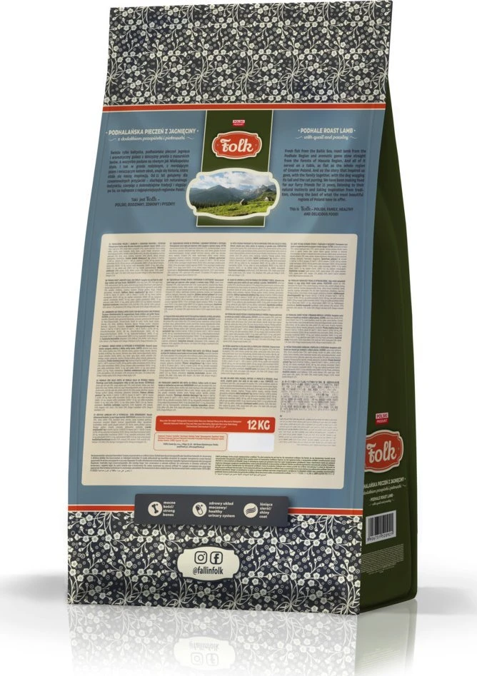 FOLK Medium and large breeds Podhale-style ėriena roast with quail and parsley – sausas Maistas šunims – 12kg