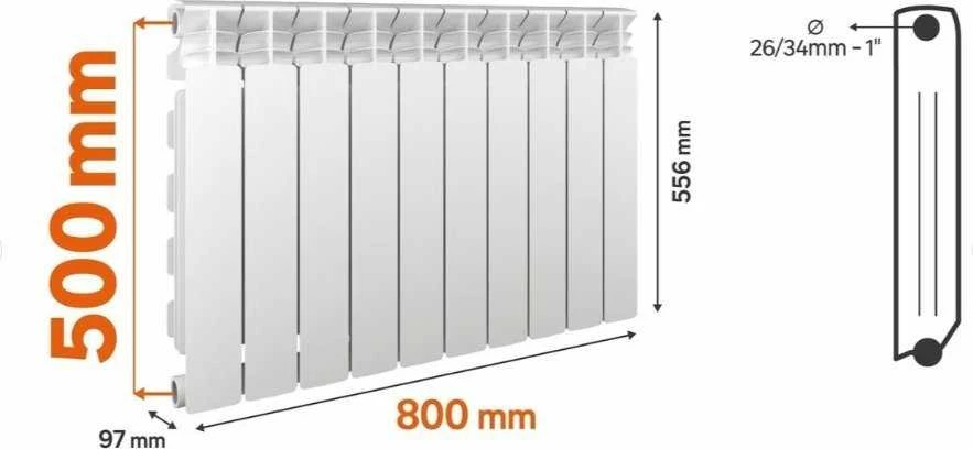 FONDITAL IT Šildytuvas aluminiowy EXCLUSIVO D3 500/100 (pakuotė 10 żeberek)