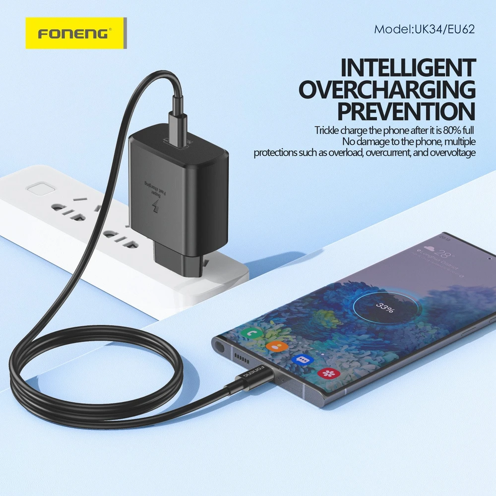 Foneng EU62 USB-C 45W maitinimo įkroviklis (juodas)