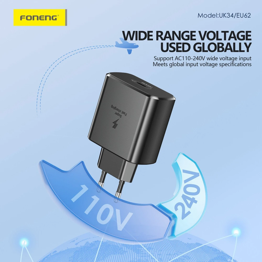 Foneng EU62 USB-C 45W maitinimo įkroviklis (juodas)