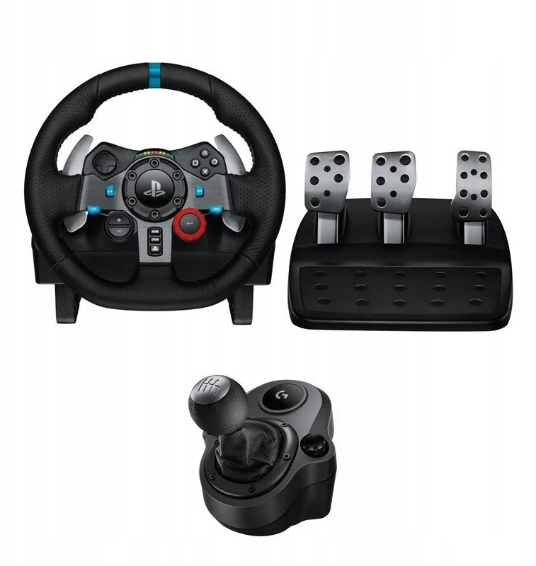 Logitech G29 SE Driving Force žaidimų vairas su pedalais, su „Force Feedback“ technologija + Logitech G Driving Force pavarų perjungimo svirtis, skirta PS5, PS4 ir PC (991-000557)