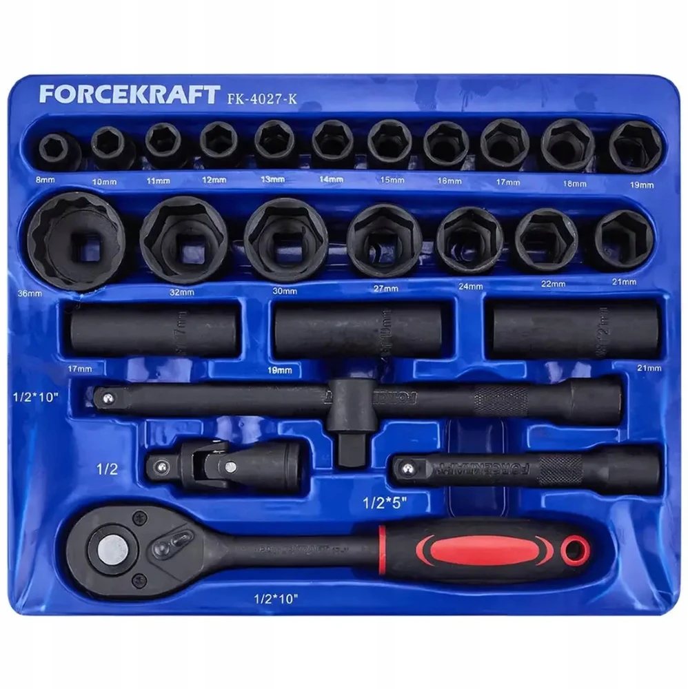 Forcekraft Įrankių rinkinys 1/2'' 26el. (8-36mm) (6-kątnych)