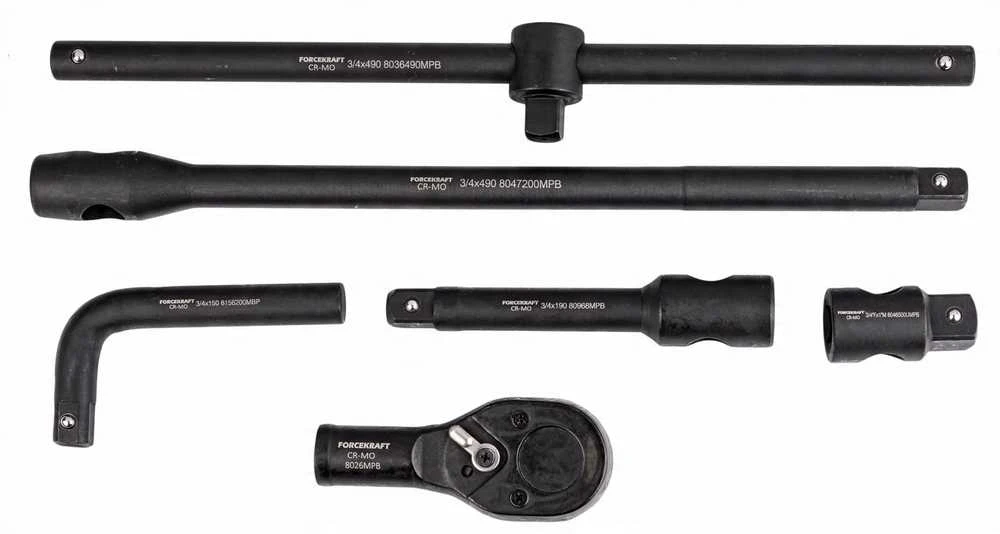 Forcekraft Smūginių įrankių rinkinys 26 vnt. 3/4'' (17-50mm) ir 1'' (55-65mm) (12 briaunų)