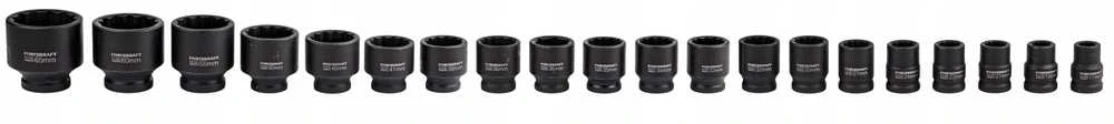 Forcekraft Smūginių įrankių rinkinys 26 vnt. 3/4'' (17-50mm) ir 1'' (55-65mm) (12 briaunų)