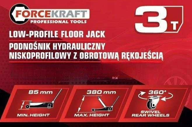 Rockforce Wmc HIDRAULINIS DOMKRATAS „VARLĖ” 3T 85-380mm /FORCEKRAFT