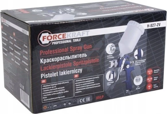 Forcekraft purškimo pistoletas H-827-2V dėžutėje