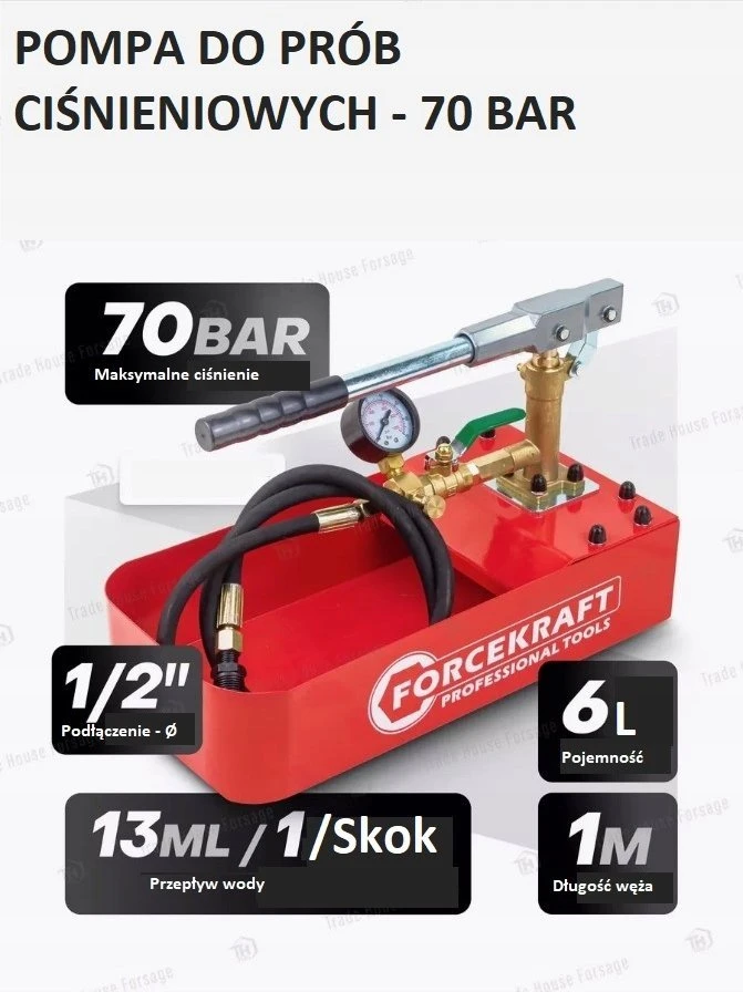 Forcekraft Rankinis siurblys slėgio bandymui 70bar