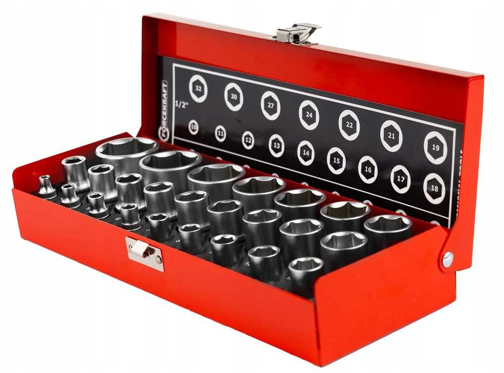 Forcekraft Antgalių rinkinys 1/4'' & 1/2'' 25 vnt. (4-32mm) (6-kampiai)