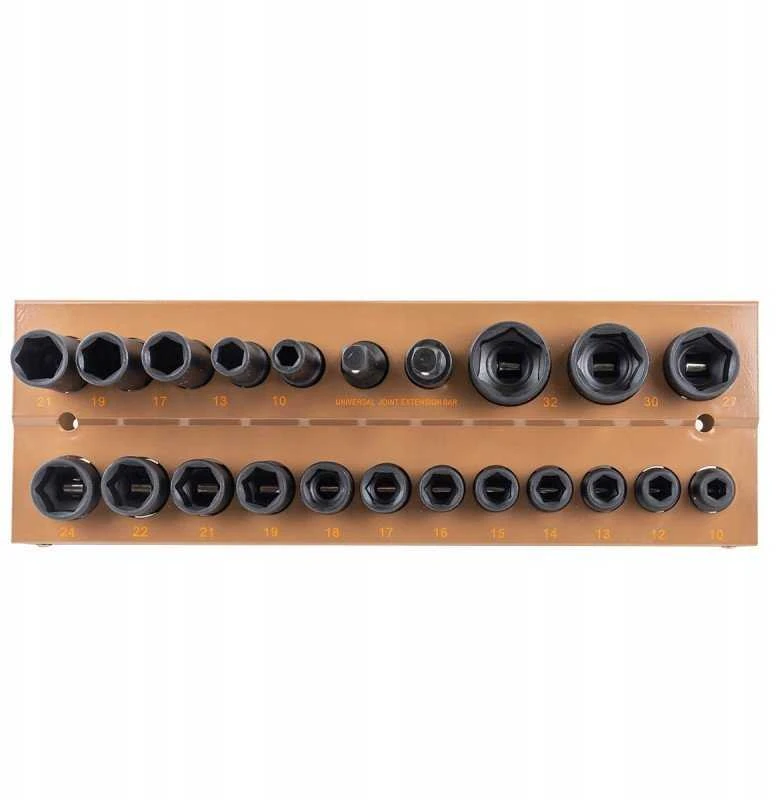 Forcekraft smūginių antgalių rinkinys 1/2'' 22 vnt. (10-32mm) (6 briaunų)